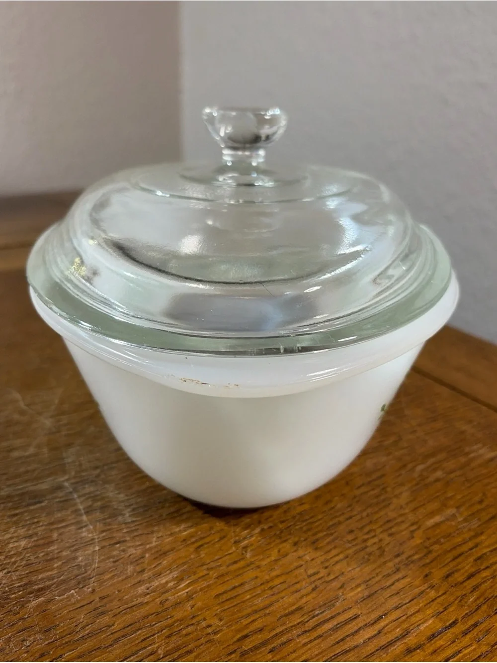 Vintage Glassbake Green Daisy oval casserole dish with lid J235 1 QT